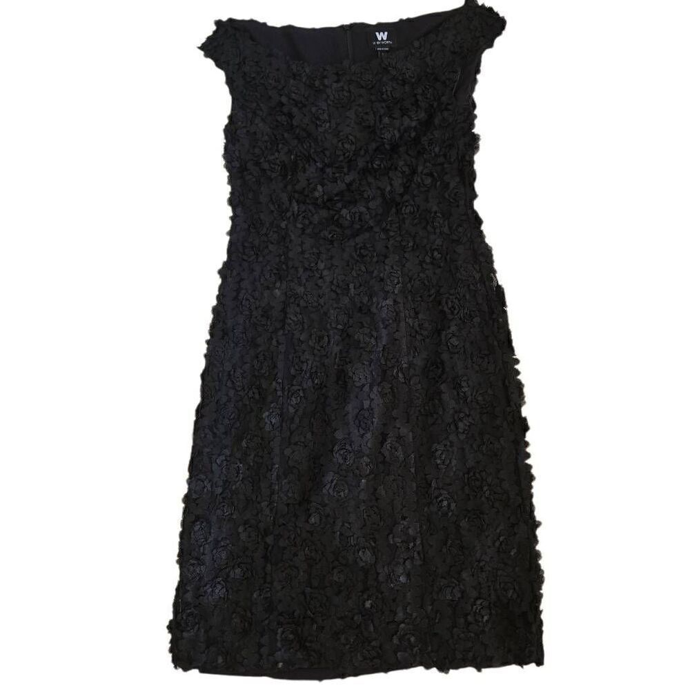 WORTH W By Worth Womens Floral Applique Sleeveless Dress Black Size 0